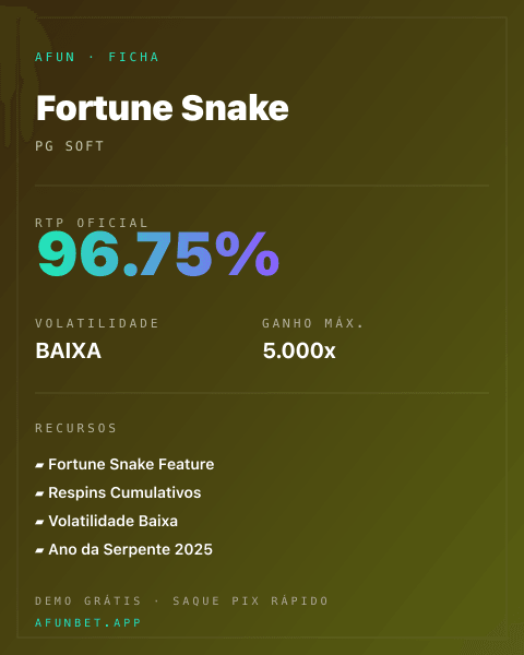 Ficha técnica de Fortune Snake: RTP, volatilidade e ganho máximo na 811Bet